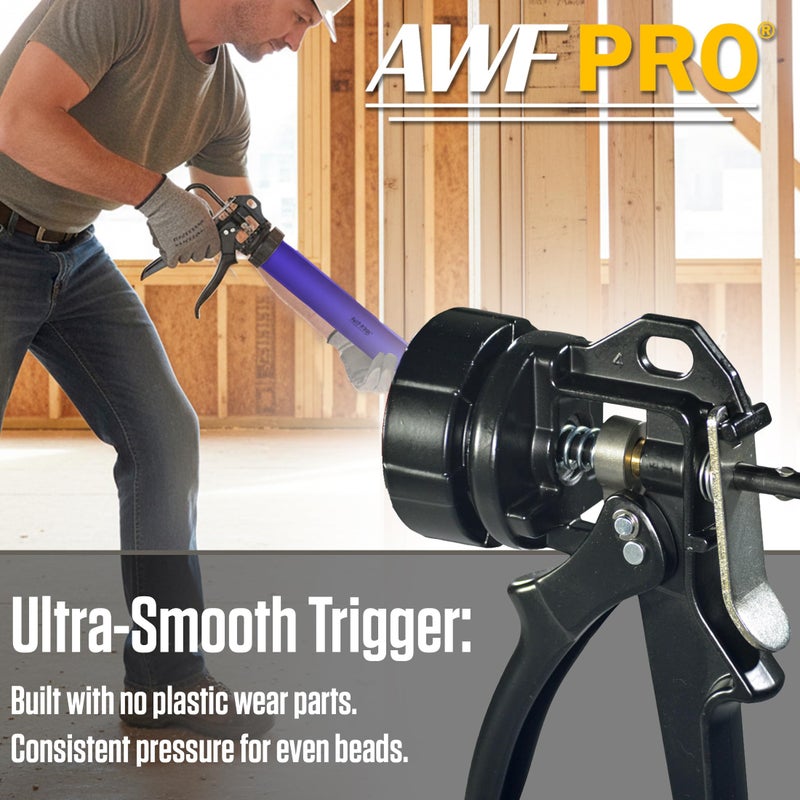 AWF PRO Sausage Caulking Gun, 20 oz Foil Pack and 10 oz Cartridge Convertible, 12:1 Thrust Ratio, Aluminum Barrel, Includes 3 Tips - Image 4